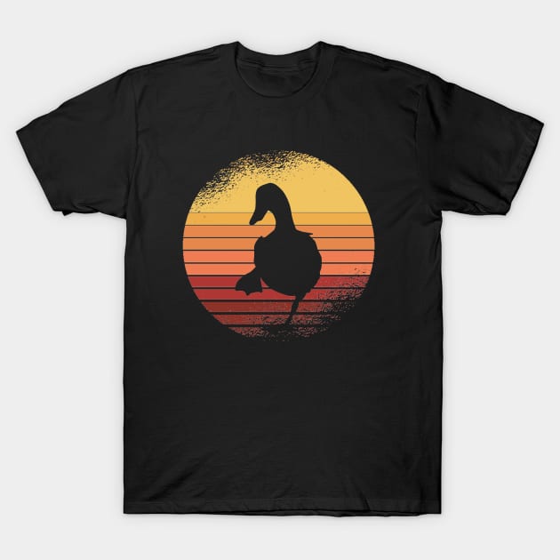 Duck Retro Vintage Sunset Distressed T-Shirt by Little Duck Designs